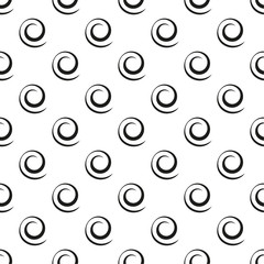 Vector seamless pattern with black spiral and swirl motion elements. Texture for fashion.