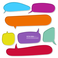 Set of bright varied speech bubbles. Empty cartoon vector frames, text box for conversation.