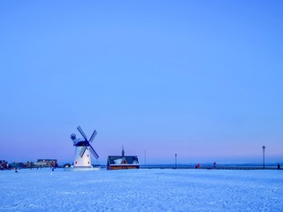 windmill in winter