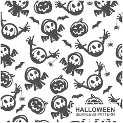 Vector seamless pattern with Halloween elements. Design for greeting card, gift box, wallpaper, fabric, web design.