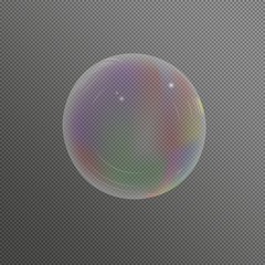 Realistic soap bubbles with rainbow reflection set isolated vector illustration