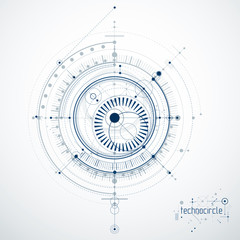 Engineering technology vector wallpaper made with circles and lines. Technical drawing abstract background.