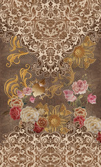 vintage floral background with golden ornament