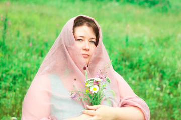 red-haired girl in a scarf