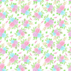 seamless floral pattern with colorful flowers