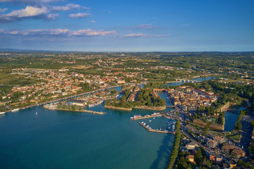 Fototapeta premium Beautiful view of the city of Peschiera del Garda, Italy. Aerial photography with drone.