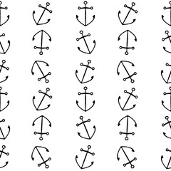 Seamless pattern black anchor on a white background	