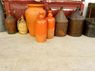 old clay jugs and decanters