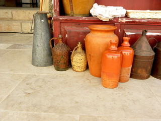 old clay jugs and decanters