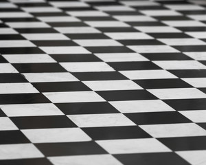 Obraz premium Checkered black and white tile floor inside the Cathedral of St. Patrick of Harrisburg, Pennsylvania