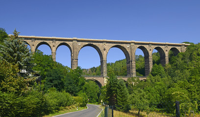 Railway viaduct Göhren near Wechselburg was built from 1869 until 1871, Saxony, Germany