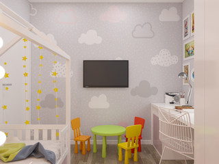 3D visualization of the interior of a children's room in a modern style