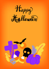 cute cartoon vintage Halloween theme illustration template background