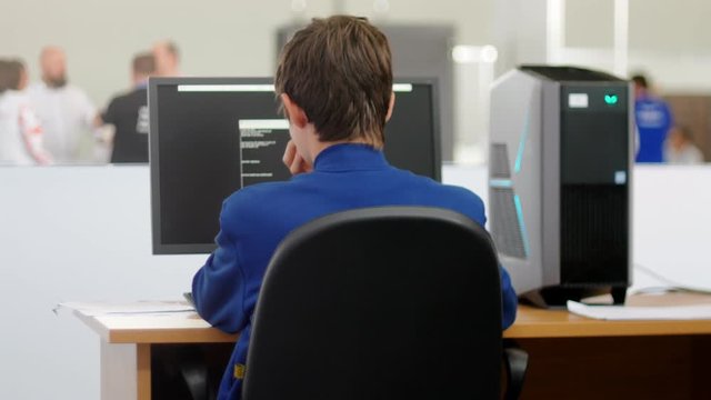 Professional IT programer working in data center