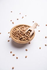 Indian charoly / Buchanania lanzan / Almondette kernel seeds in a bowl or pile. selective focus