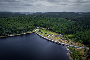 The Bedrichov Dam Reservoir was built in 1902-1905 on the Black Neisse River at the instigation of the flood in 1897 and is used for water and energy purposes. The dam is 23 m high and 340 m long.