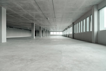 Empty room office space building with cement material structure