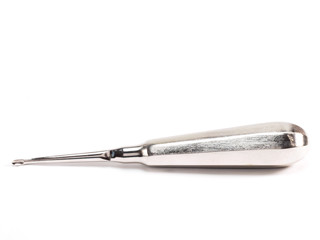 Dental surgical instrument on white background with copy space