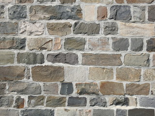 A stone wall of a church