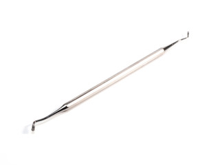 Dental tools on white background with copy space