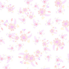 Abstract flowers seamless pattern for fabric design. Vector repeat illustrations. Romantic  twig and flora seamless pattern.Botanical wallpaper. Element decorative floral.