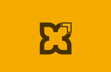 yellow brown line alphabet letter x for company logo icon