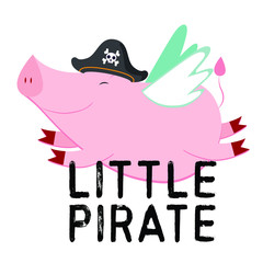 Pig pirate, cartoon, vector illustration