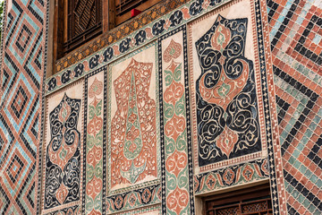 Facade of ancient Palace of Shaki Khans in Azerbaijan. Built in 18th century