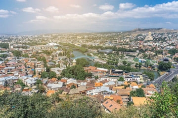 Fototapeta na wymiar Tbilisi or Tiflis, aerial view