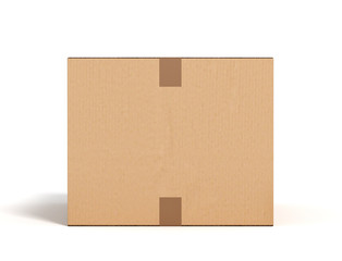 closed cardboard box on white backgroaund 3d rendering