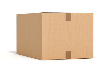 closed cardboard box on white backgroaund 3d rendering