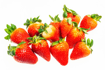 fresh strawberry isolated on white background ,The fruit is not yet ripe.