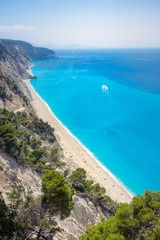 Fototapeta na wymiar Famous Egremnoi beach in Lafkada island, Greece.