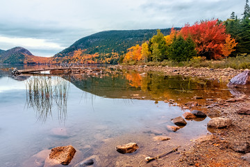 Autmn foliage in Acadia National Park, Maine USA