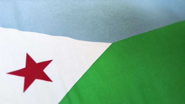 Djibouti national flag seamlessly waving on realistic satin texture 29.97FPS