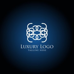 Luxury logo template. Vintage badge frame flourishes. Elegant logo design.