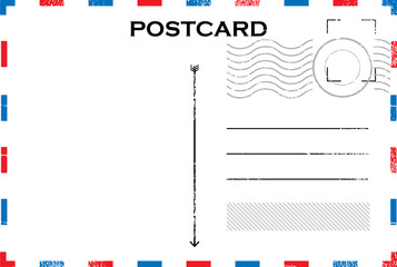 Blank vintage post card template with stamp.vector illustration