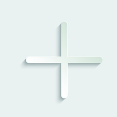 Obraz premium Add icon. Add a new item. Plus or positive symbol. paper icon with shadow 