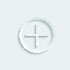 Obraz premium Add icon. Add a new item. Plus or positive symbol. paper icon with shadow 