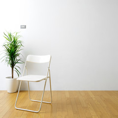 houseplant with chair in the room.