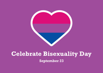 Celebrate Bisexuality Day vector. Bisexual pride flag heart. Heart shape icon with bisexual pride flag. Celebrate Bisexuality Day Poster, September 23. Important day