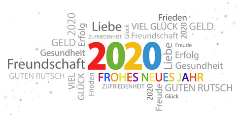word cloud with new year 2020 greetings