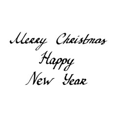 Naklejka na ściany i meble Lettering hand drawn Merry Christmas, Happy New Year. Vector calligraphy illustration isolated on white background. Typography for banners, badges, postcard, t-shirt, prints, posters. EPS10