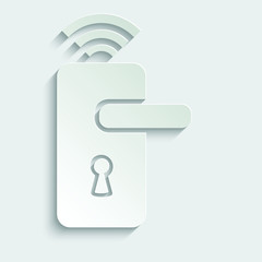  Smart lock icon. Wireless door lock vector icon.   paper icon  with shadow 