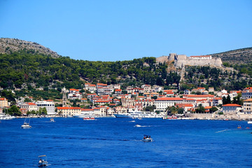 Fototapeta premium Town Hvar, on island Hvar, Croatia, popular summer travel destination.