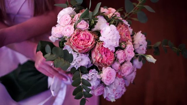 Bridal, beautiful bouquet of roses. close-up.