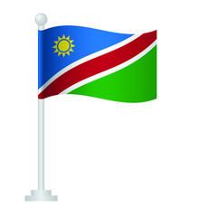 Namibia  flag. National flag of Namibia  on pole vector 