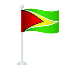 Guyana  flag. National flag of Guyana  on pole vector 