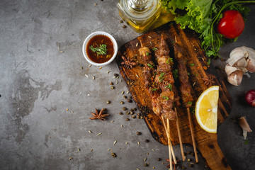 BBQ grill cooked with hot spicy Sichuan pepper sauce Is a Chinese herb.