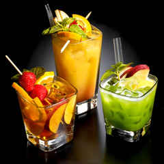 fresh and colorful non-alcoholic fruit cocktails